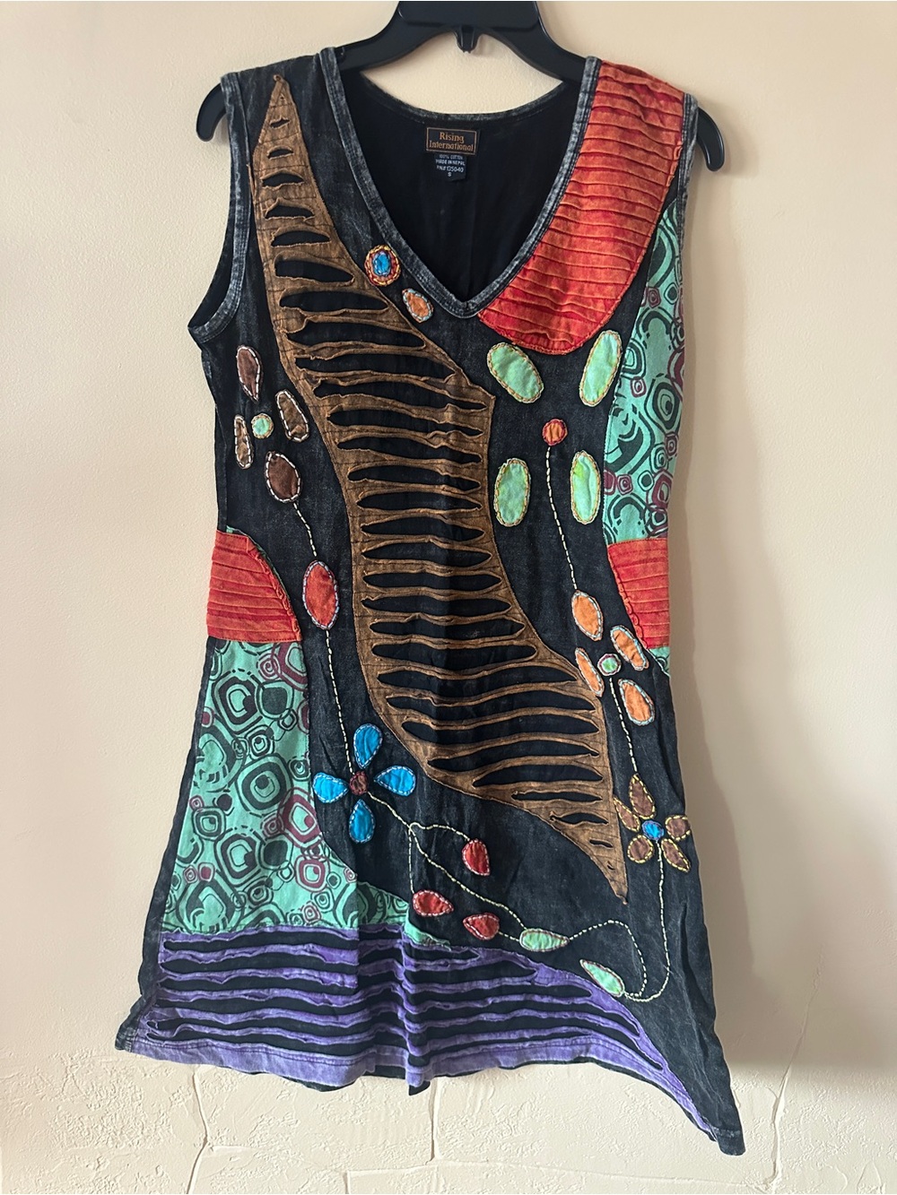 Rising International 100% Cotton Patchwork Boho Dress | Size Small